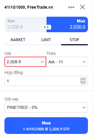 Bảng đặt lệnh